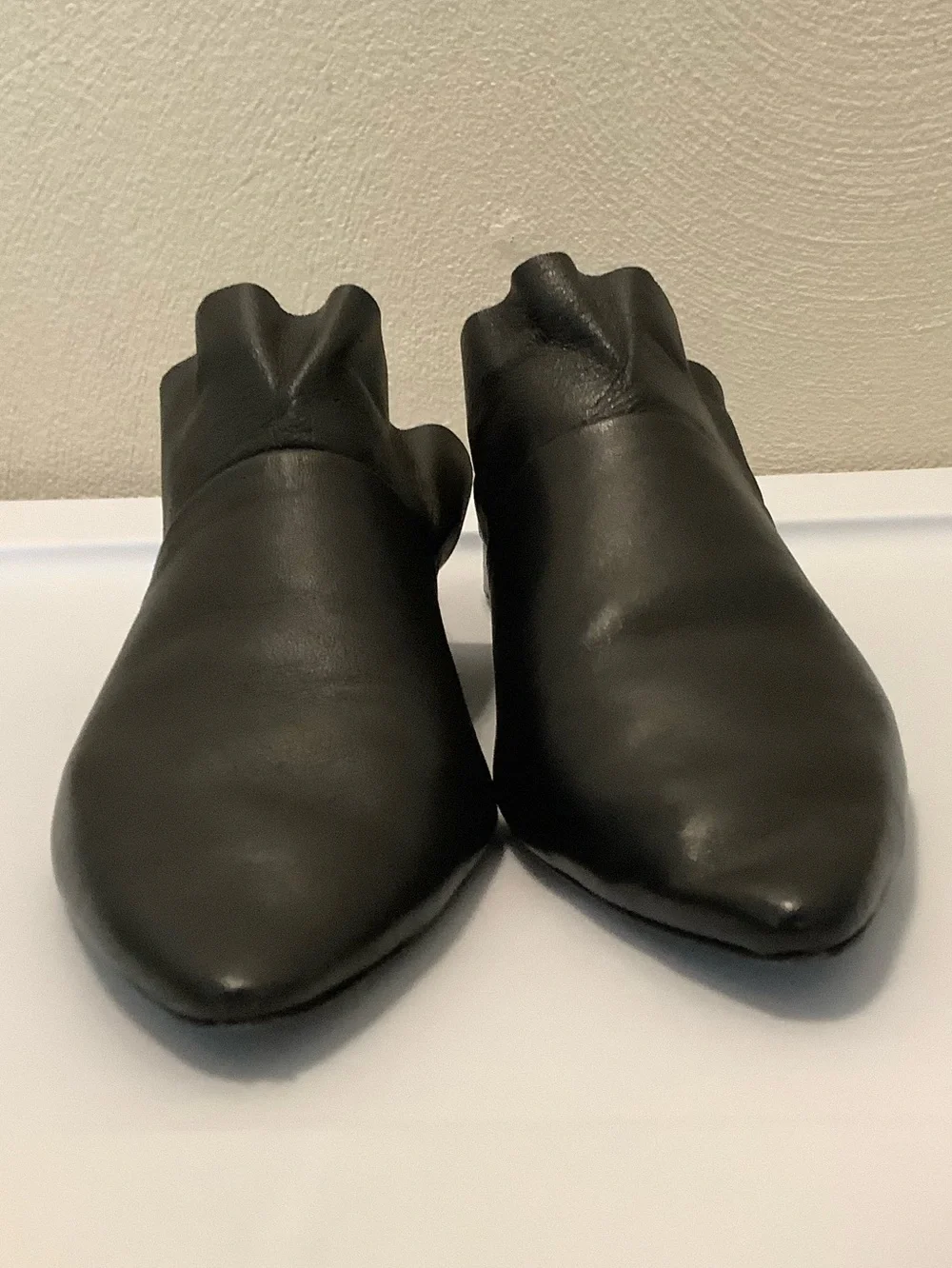 Free People Black Pointed Leather Mules